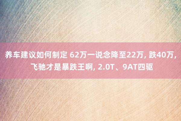 养车建议如何制定 62万一说念降至22万, 跌40万, 飞驰才是暴跌王啊, 2.0T、9AT四驱