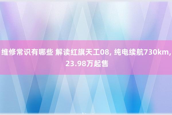 维修常识有哪些 解读红旗天工08, 纯电续航730km, 23.98万起售