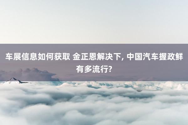 车展信息如何获取 金正恩解决下, 中国汽车握政鲜有多流行?