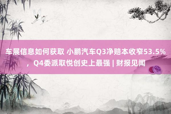 车展信息如何获取 小鹏汽车Q3净赔本收窄53.5%，Q4委派取悦创史上最强 | 财报见闻