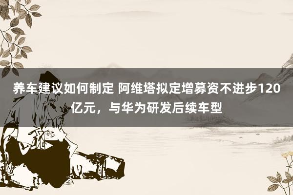 养车建议如何制定 阿维塔拟定增募资不进步120亿元，与华为研发后续车型