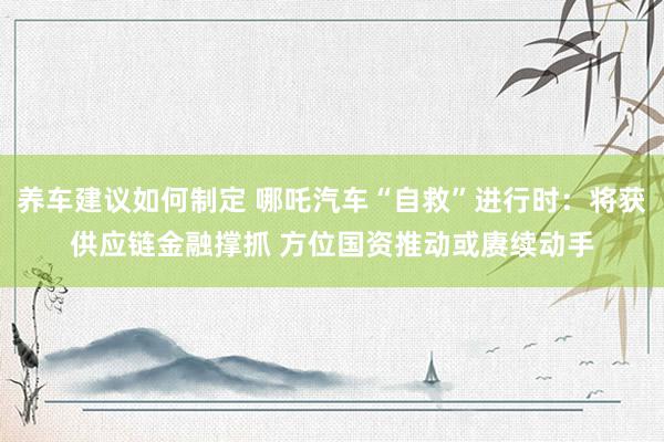 养车建议如何制定 哪吒汽车“自救”进行时：将获供应链金融撑抓 方位国资推动或赓续动手