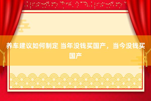 养车建议如何制定 当年没钱买国产，当今没钱买国产