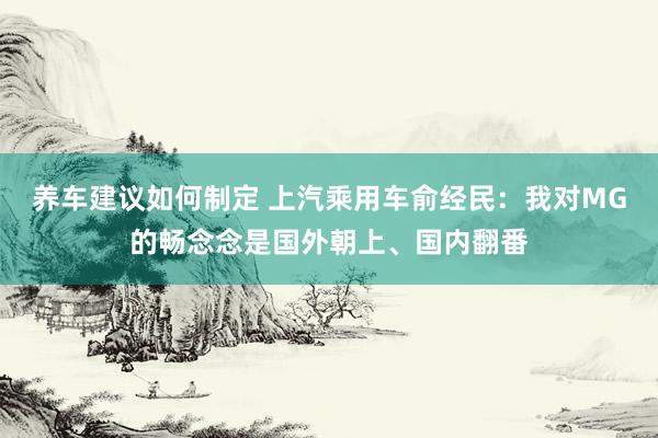 养车建议如何制定 上汽乘用车俞经民：我对MG的畅念念是国外朝上、国内翻番