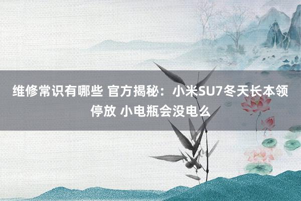 维修常识有哪些 官方揭秘：小米SU7冬天长本领停放 小电瓶会没电么