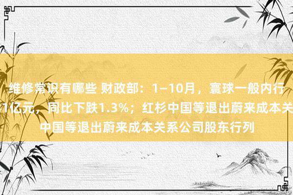 维修常识有哪些 财政部：1—10月，寰球一般内行预算收入184981亿元，同比下跌1.3%；红杉中国等退出蔚来成本关系公司股东行列