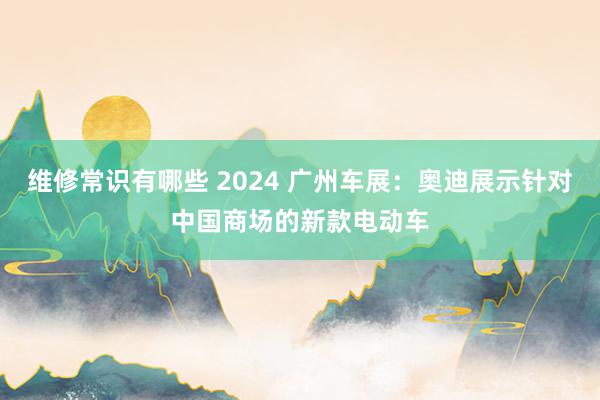 维修常识有哪些 2024 广州车展：奥迪展示针对中国商场的新款电动车