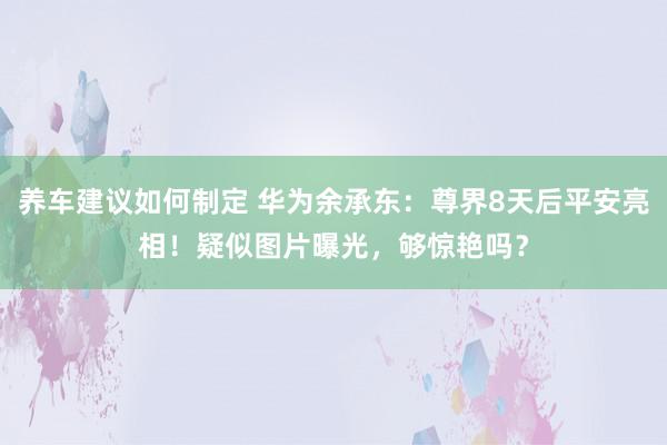 养车建议如何制定 华为余承东：尊界8天后平安亮相！疑似图片曝光，够惊艳吗？