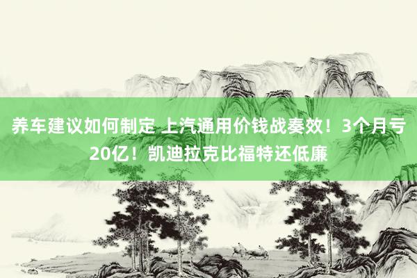 养车建议如何制定 上汽通用价钱战奏效！3个月亏20亿！凯迪拉克比福特还低廉