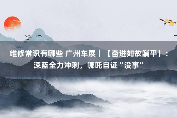 维修常识有哪些 广州车展｜【奋进如故躺平】：深蓝全力冲刺，哪吒自证“没事”