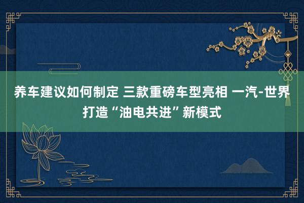 养车建议如何制定 三款重磅车型亮相 一汽-世界打造“油电共进”新模式