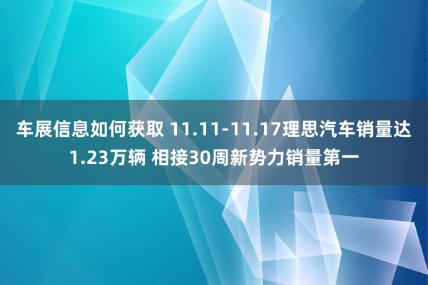 车展信息如何获取 11.11-11.17理思汽车销量达1.23万辆 相接30周新势力销量第一