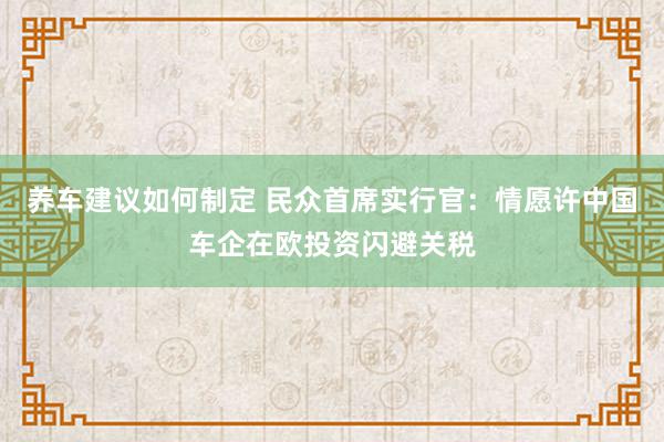 养车建议如何制定 民众首席实行官：情愿许中国车企在欧投资闪避关税