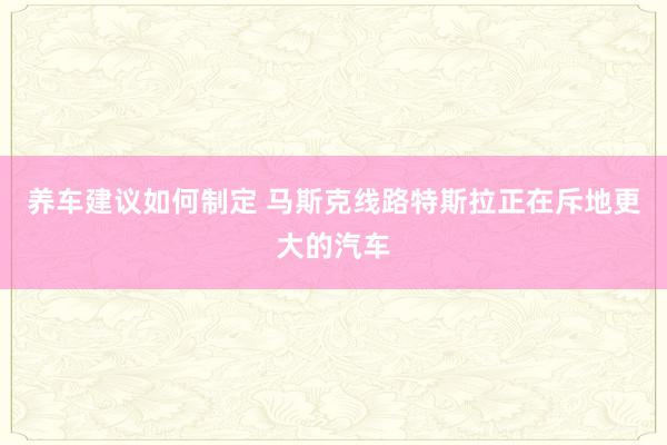 养车建议如何制定 马斯克线路特斯拉正在斥地更大的汽车