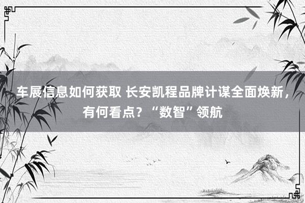 车展信息如何获取 长安凯程品牌计谋全面焕新，有何看点？“数智”领航