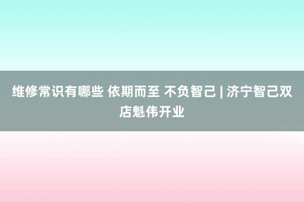 维修常识有哪些 依期而至 不负智己 | 济宁智己双店魁伟开业